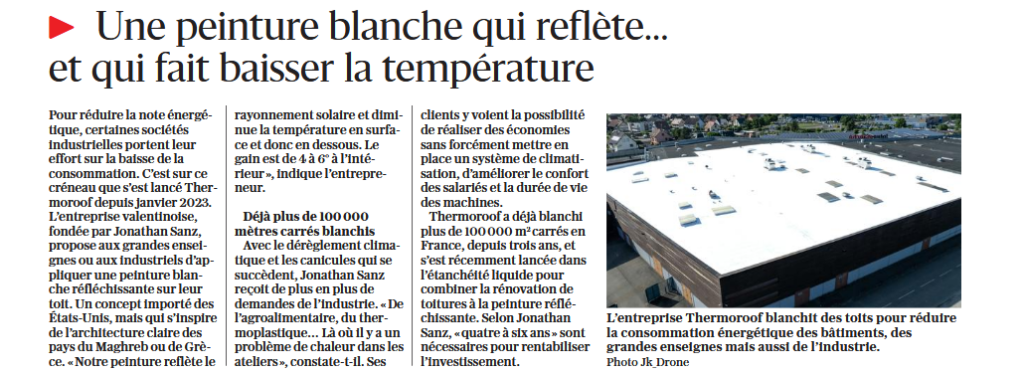 Thermoroof dans Le Dauphiné Libéré : notre peinture réfléchissante mise à l&rsquo;honneur dans la presse régionale